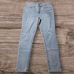 Seven7 Light Wash Denim Distressed Skinny Jeans Size 10.